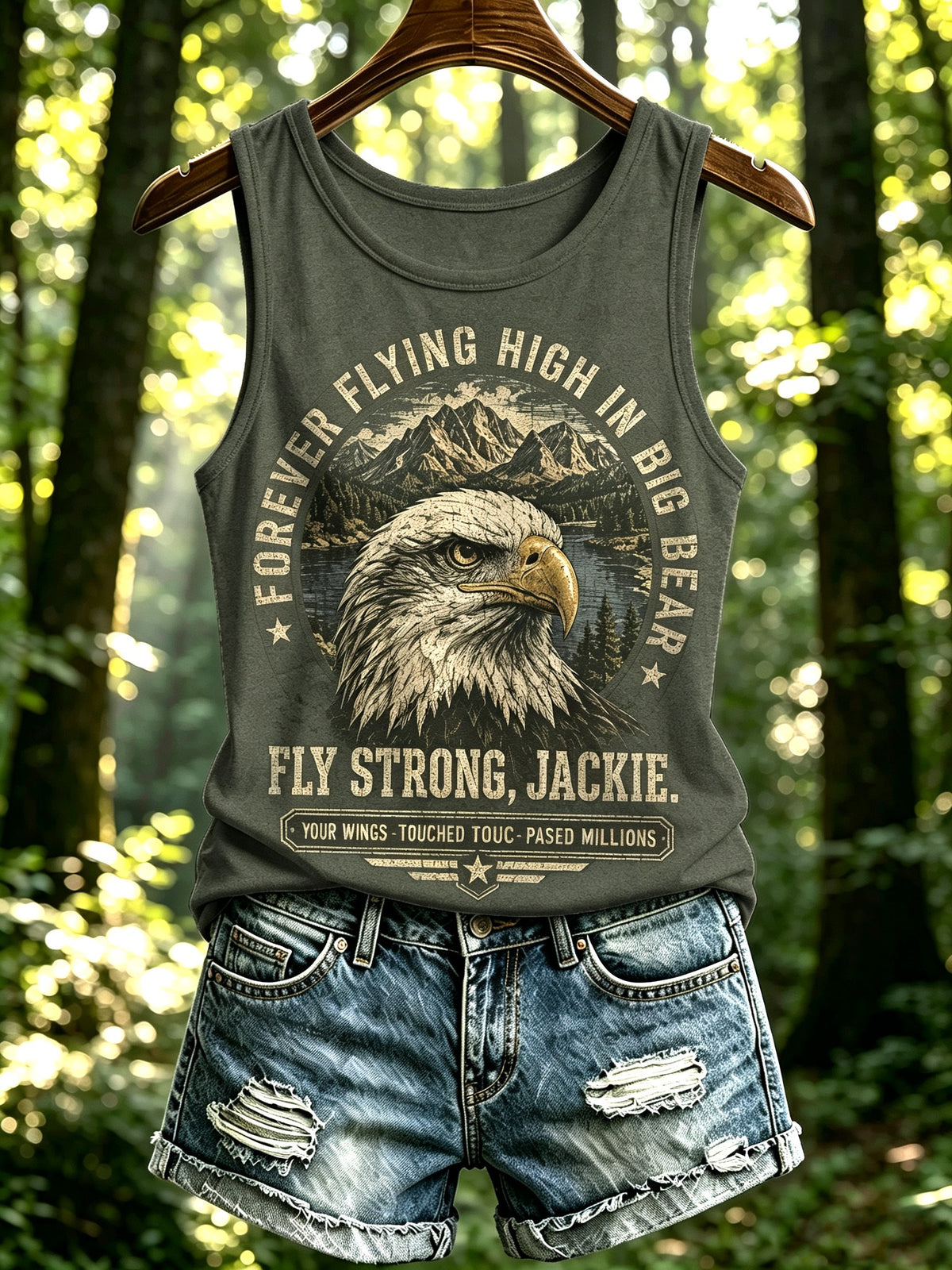 Women's Forever Over Big Bear, Fly Free Jackie Printed Tank Top