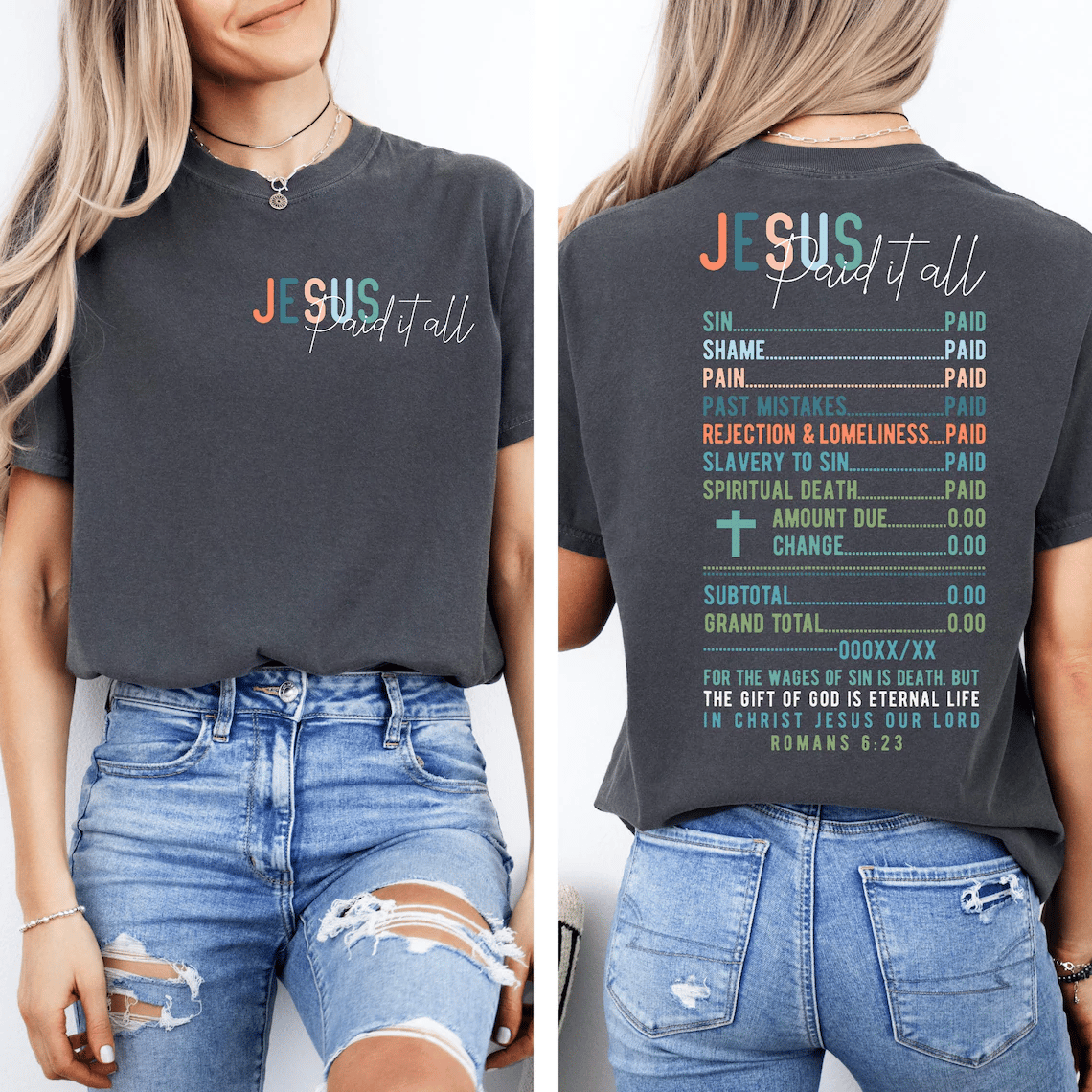 Women's Jesus Paid It All Receipt Print T-Shirt