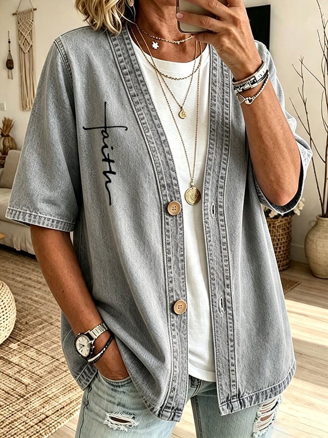 Women's Faith Print Cardigan