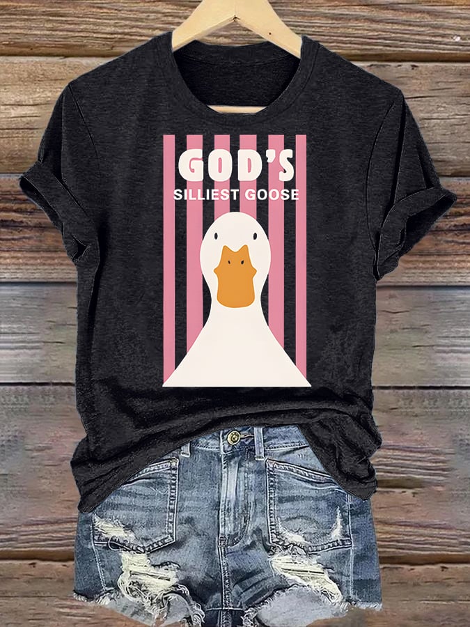 Women's God's Silliest Goose Christian Kid T-Shirt