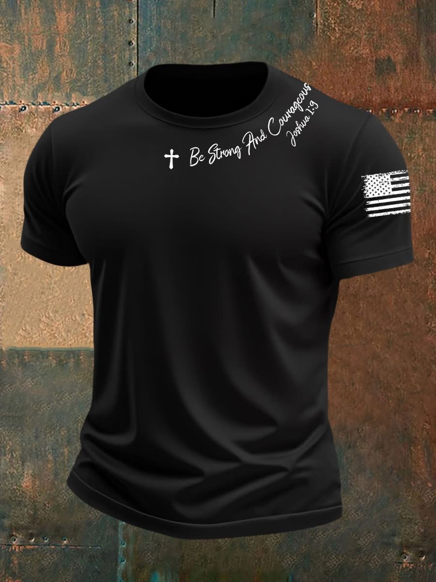 Men's Be Strong And Courageous Faith Printed Shirt