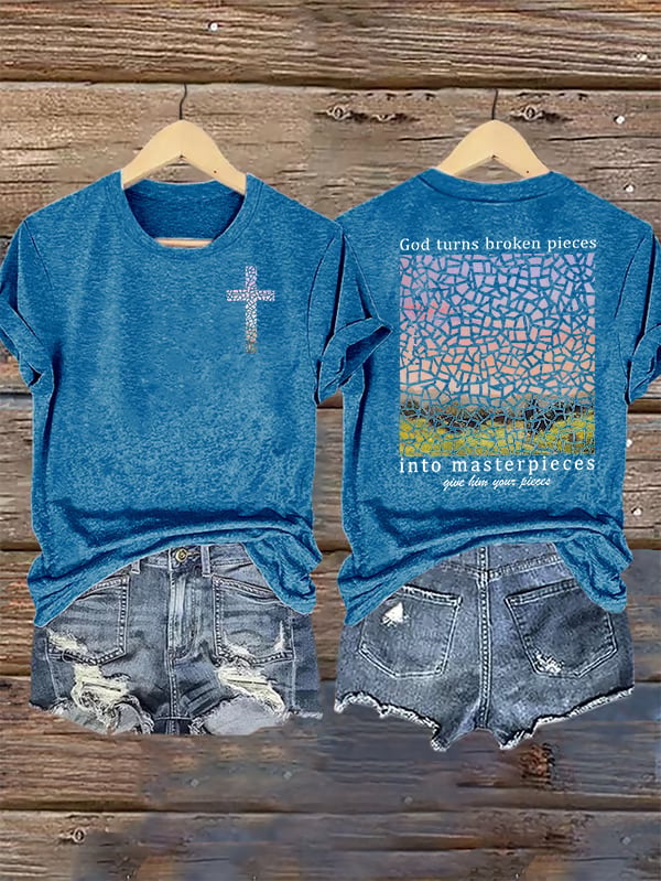 Women's God Turns Broken Pieces Into Masterpieces Christian Tops Comfort Colors T-Shirt