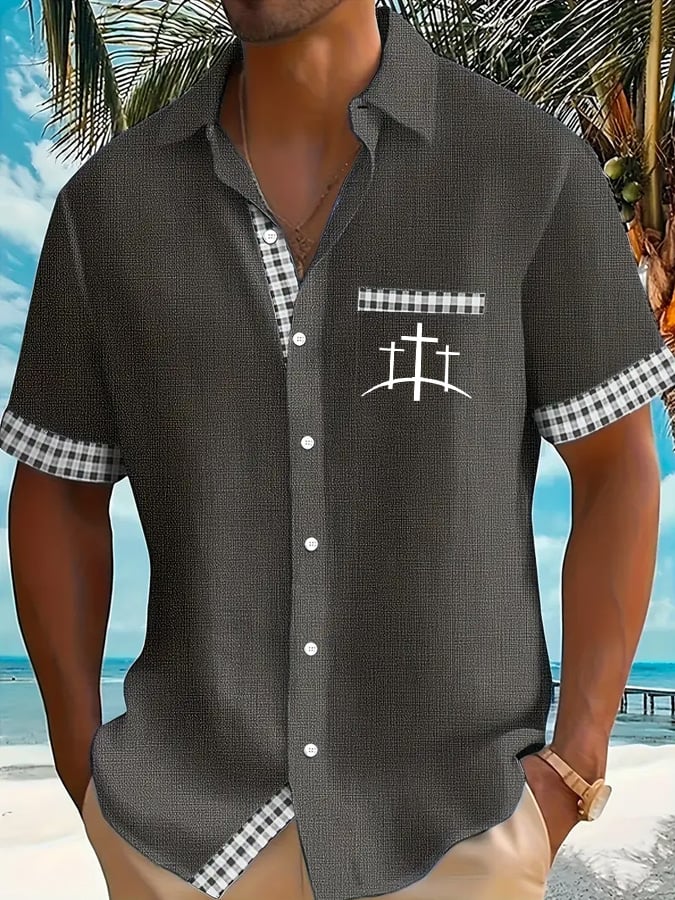 Men's Faith Cross Printed Casual Shirt