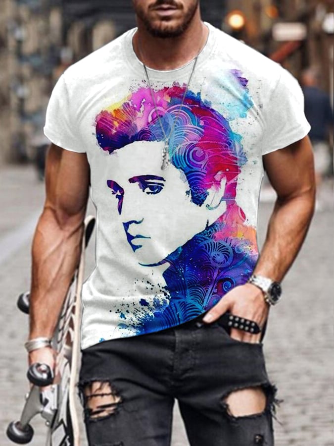 Men's Watercolor Legendary Actor Singer Print Tee