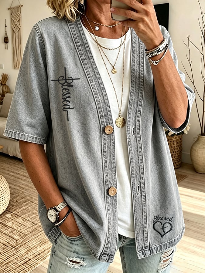Women's Faith Print Cardigan