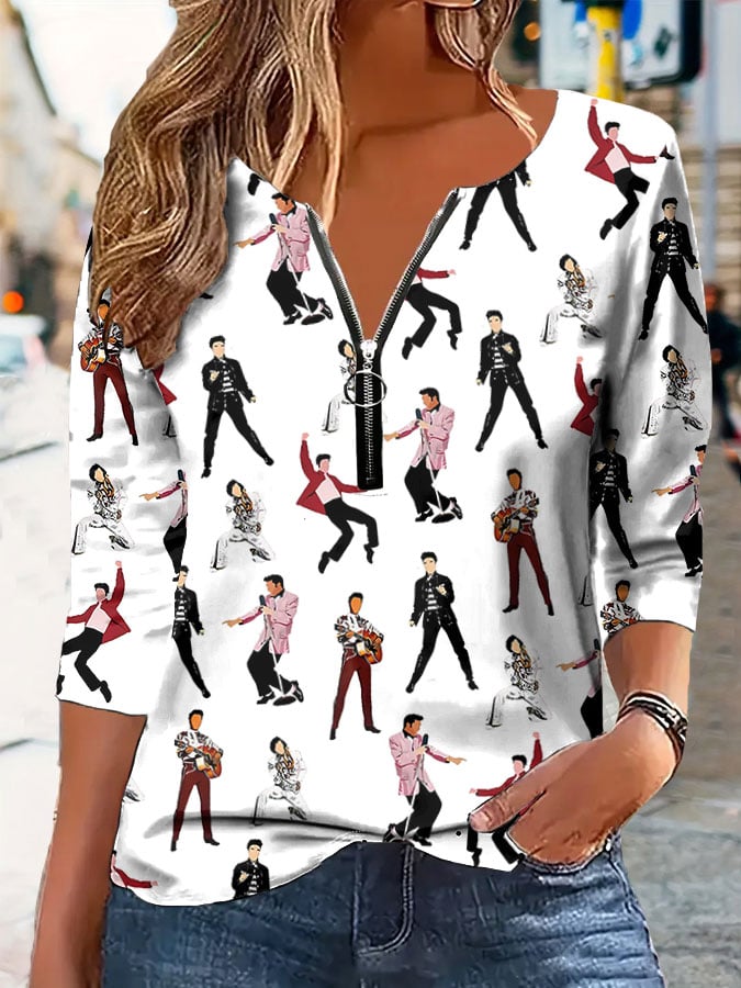 Women's Music Singer Printed Casual T-shirt