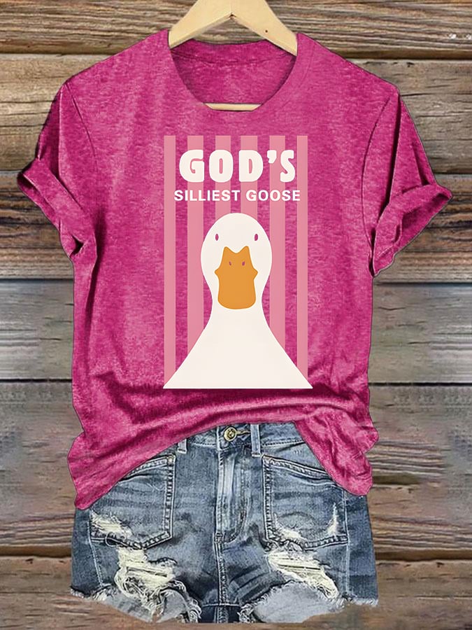 Women's God's Silliest Goose Christian Kid T-Shirt