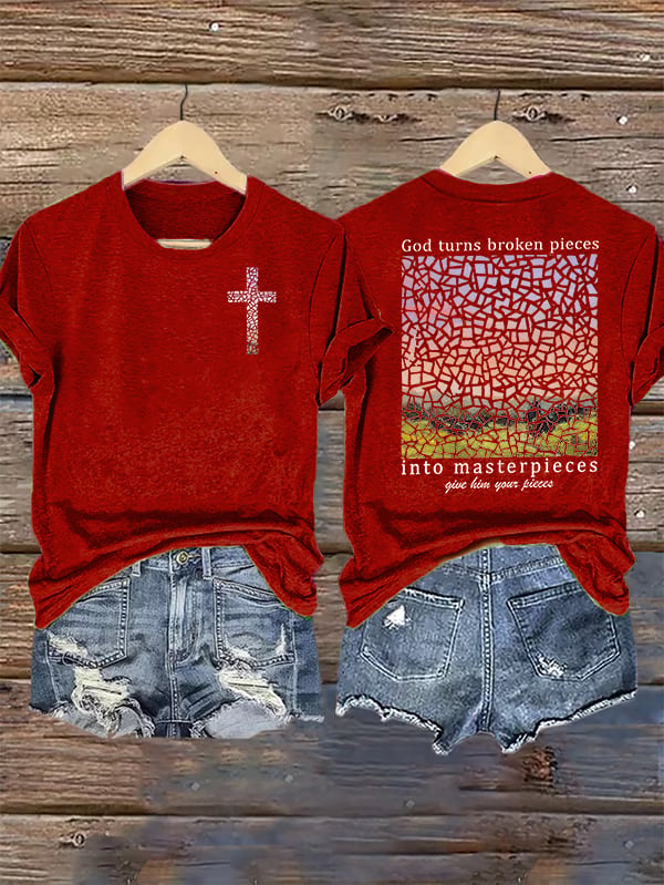 Women's God Turns Broken Pieces Into Masterpieces Christian Tops Comfort Colors T-Shirt