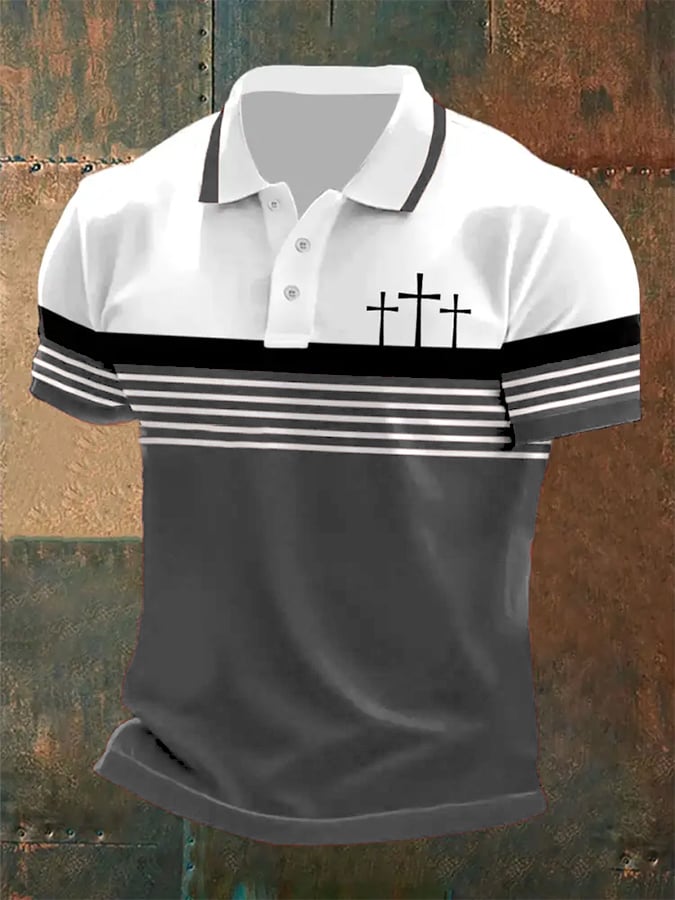 Men's Retro Faith Casual Printed Polo Shirt