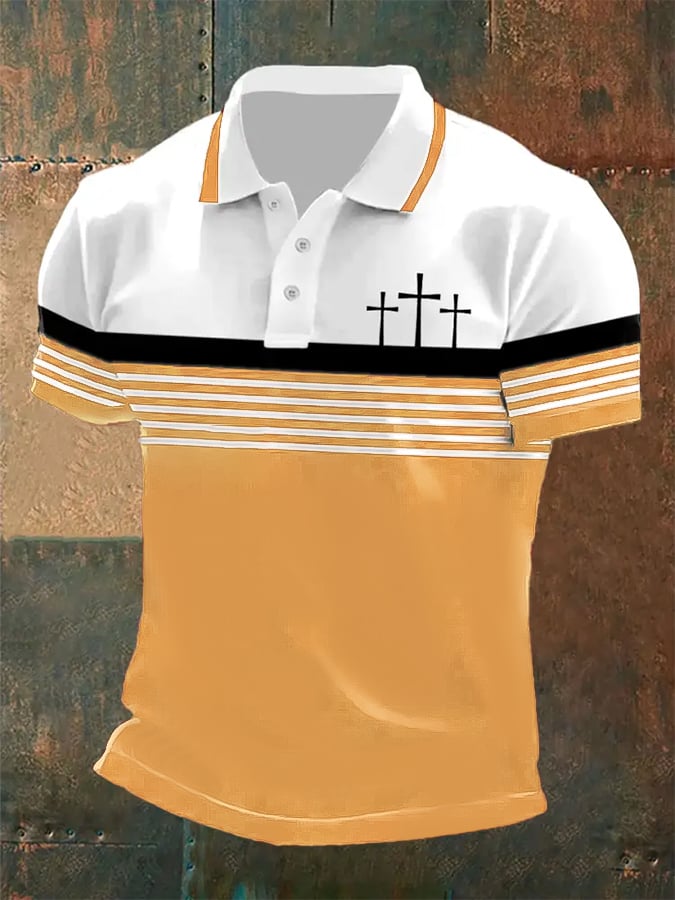Men's Retro Faith Casual Printed Polo Shirt
