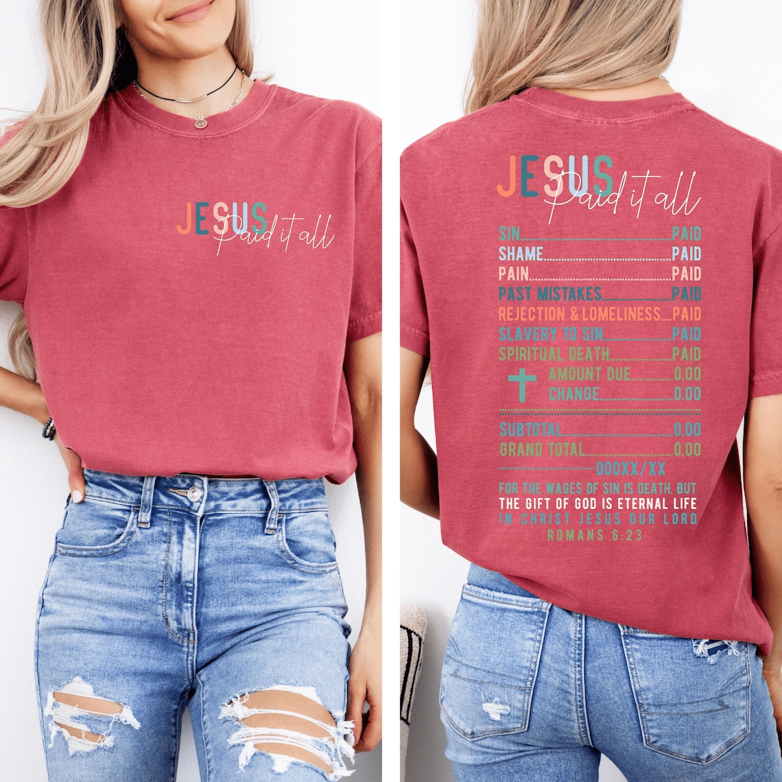 Women's Jesus Paid It All Receipt Print T-Shirt