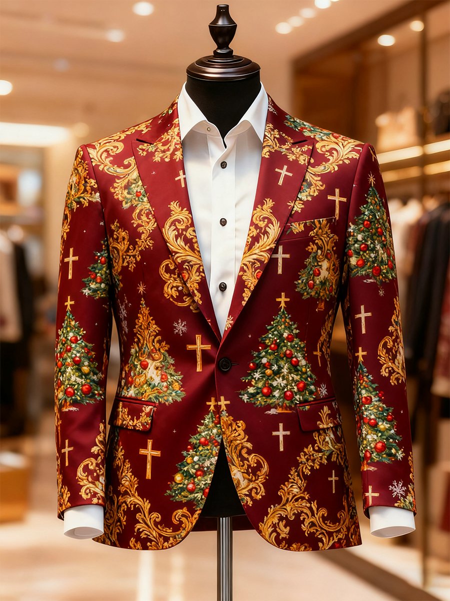 Men's Business Casual Christmas Faith Suit Outerwear