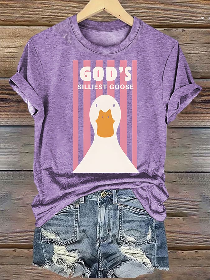 Women's God's Silliest Goose Christian Kid T-Shirt