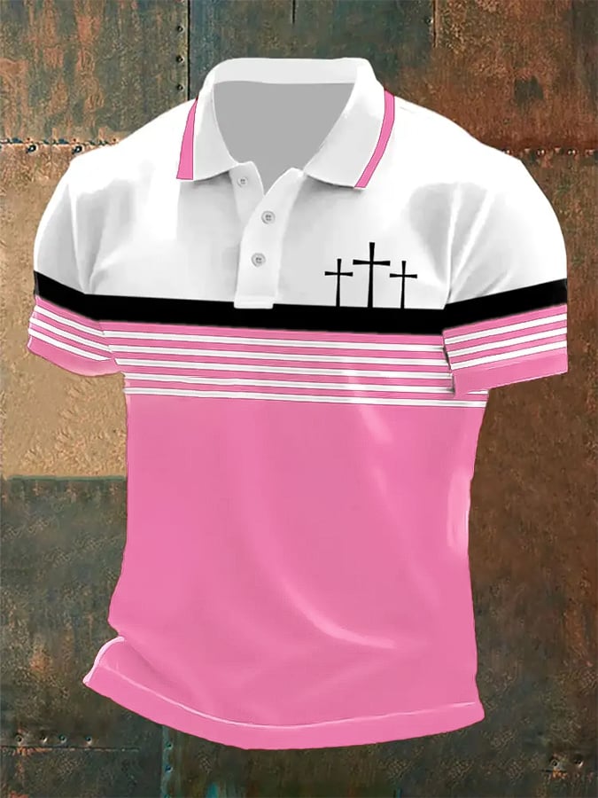 Men's Retro Faith Casual Printed Polo Shirt