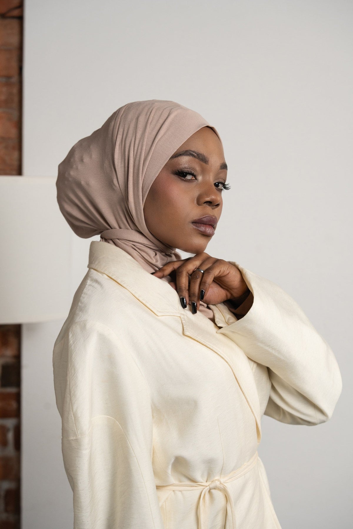 3in1 practical hijab - lightrose-beige