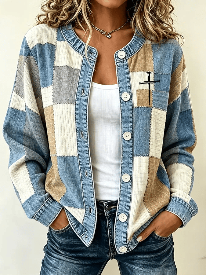 Women's Casual Printed Knit Cardigan
