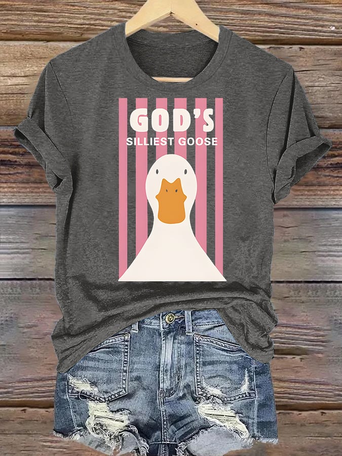 Women's God's Silliest Goose Christian Kid T-Shirt