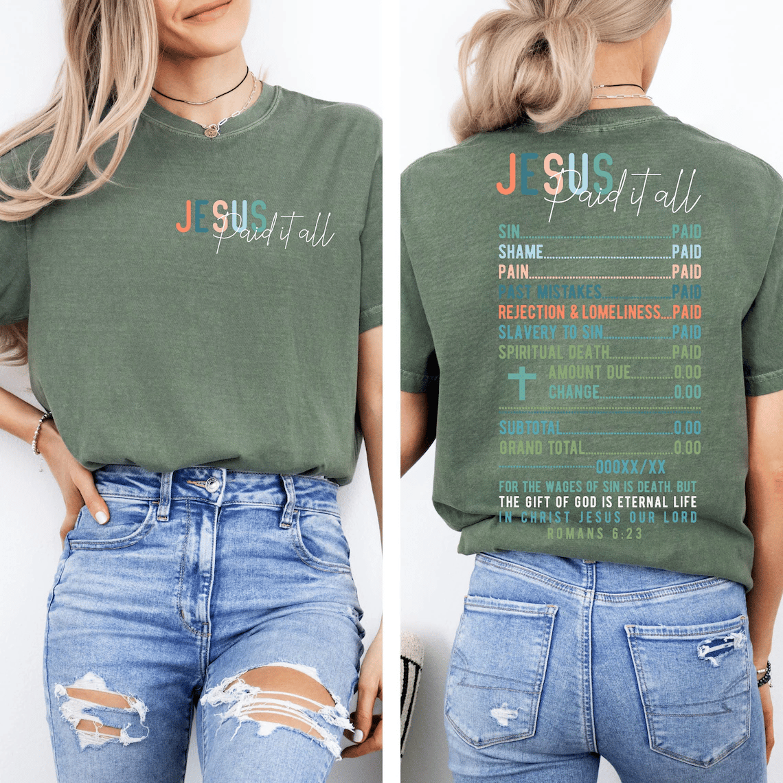 Women's Jesus Paid It All Receipt Print T-Shirt