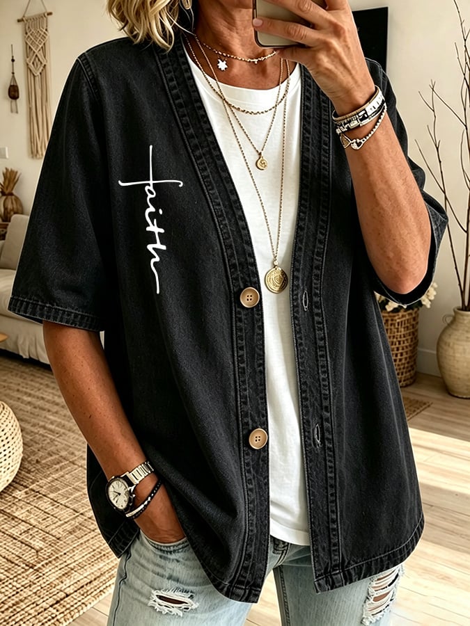 Women's Faith Print Cardigan