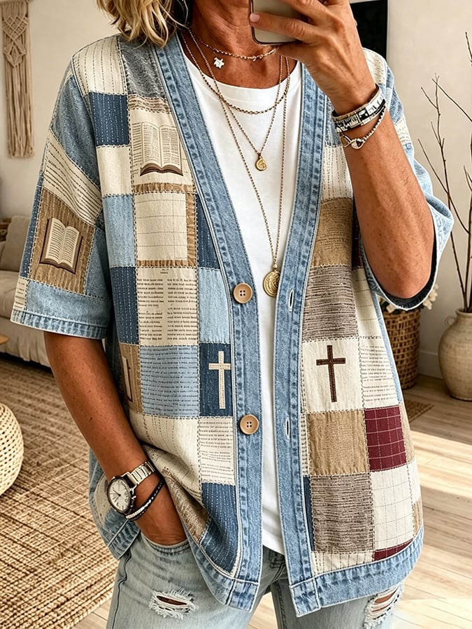 Women's Faith Print Cardigan