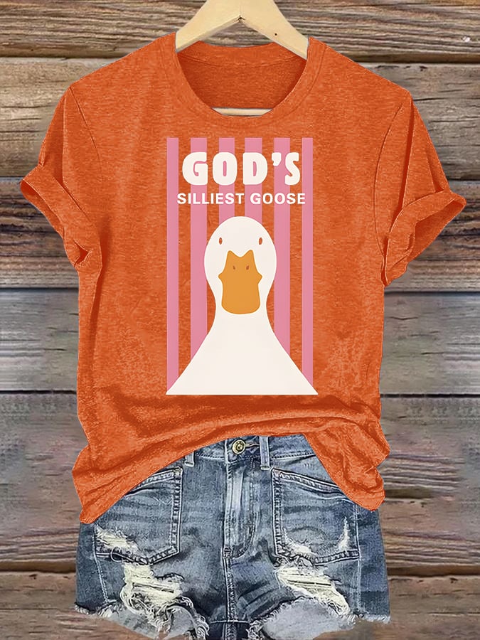 Women's God's Silliest Goose Christian Kid T-Shirt
