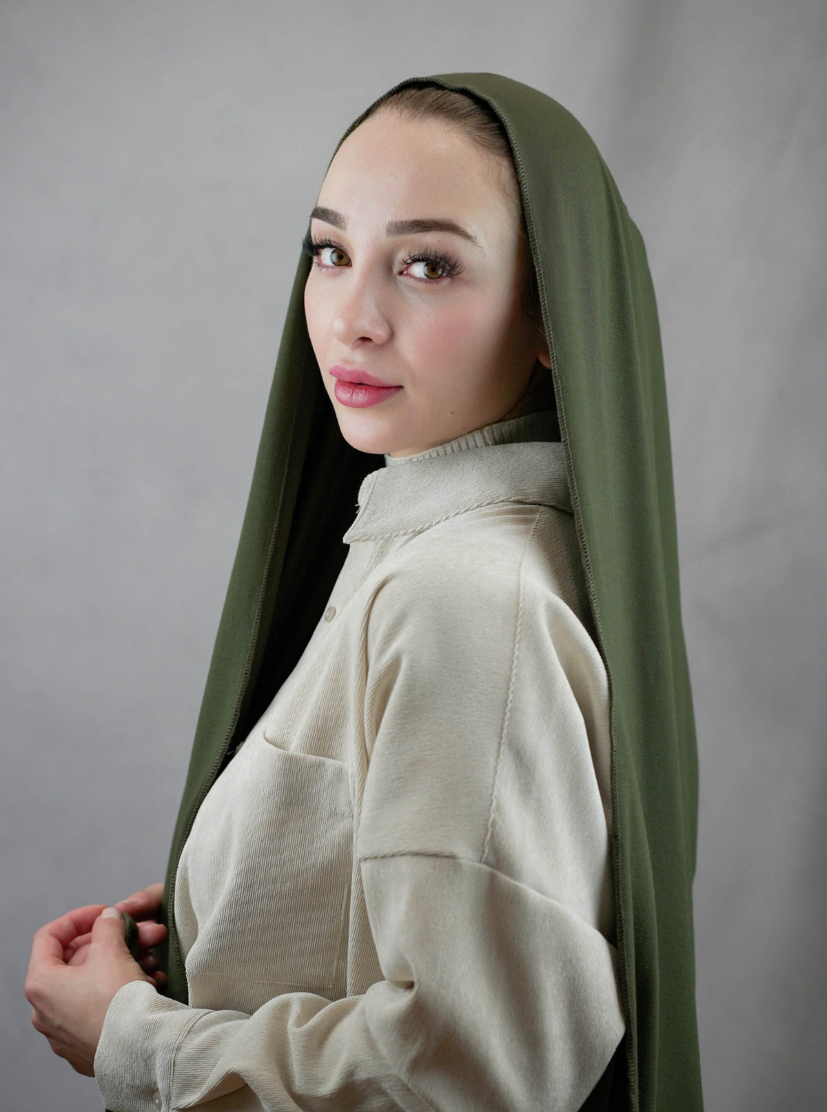 Ultra-soft Jersey Hijab - army green
