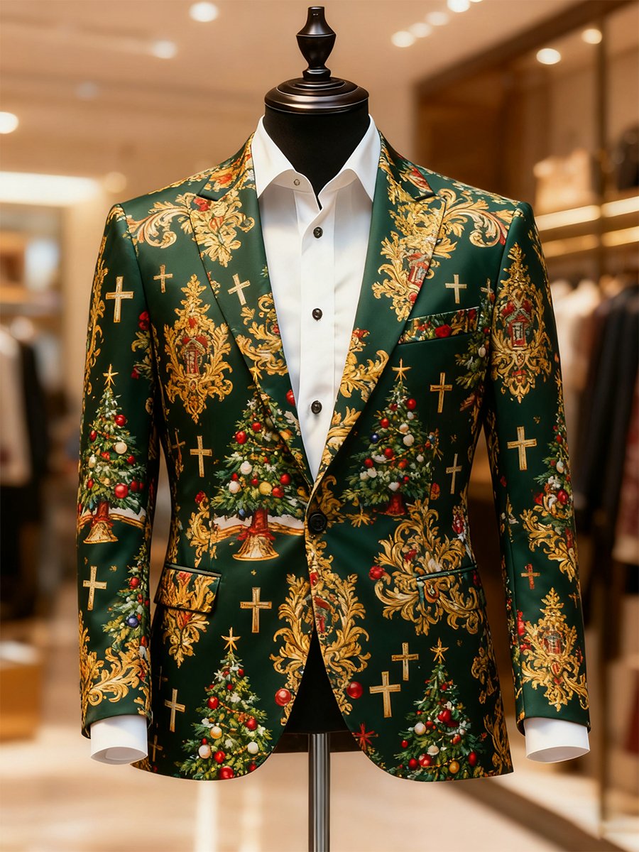 Men's Business Casual Christmas Faith Suit Outerwear