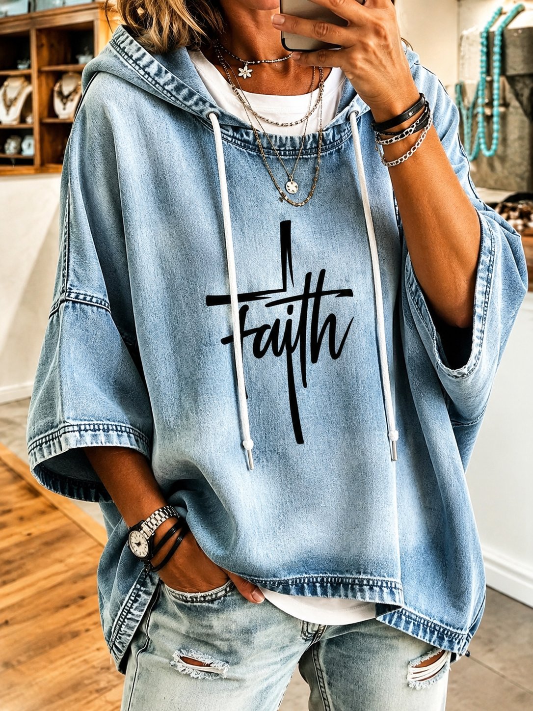 Women's "Faith" Print Casual Top