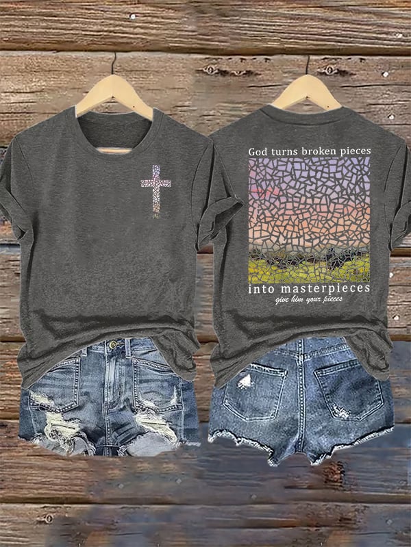 Women's God Turns Broken Pieces Into Masterpieces Christian Tops Comfort Colors T-Shirt