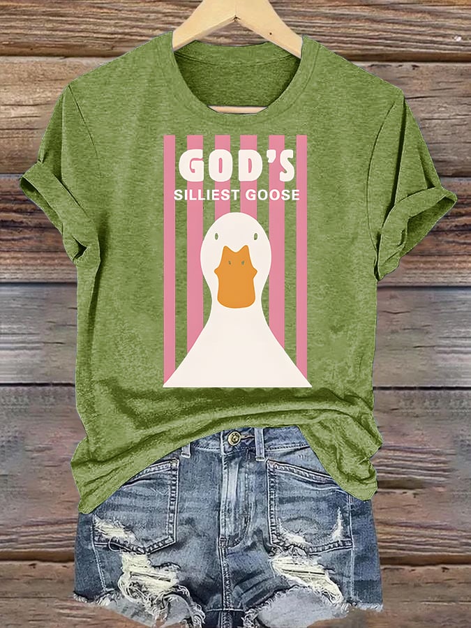 Women's God's Silliest Goose Christian Kid T-Shirt