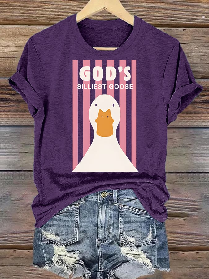 Women's God's Silliest Goose Christian Kid T-Shirt