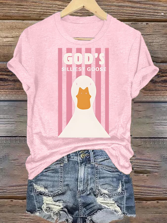 Women's God's Silliest Goose Christian Kid T-Shirt