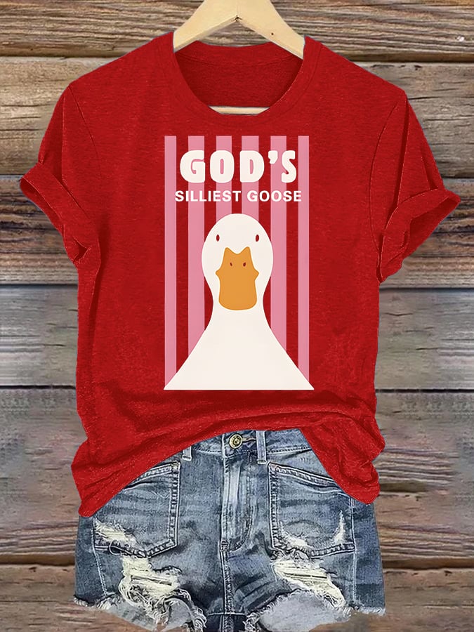 Women's God's Silliest Goose Christian Kid T-Shirt