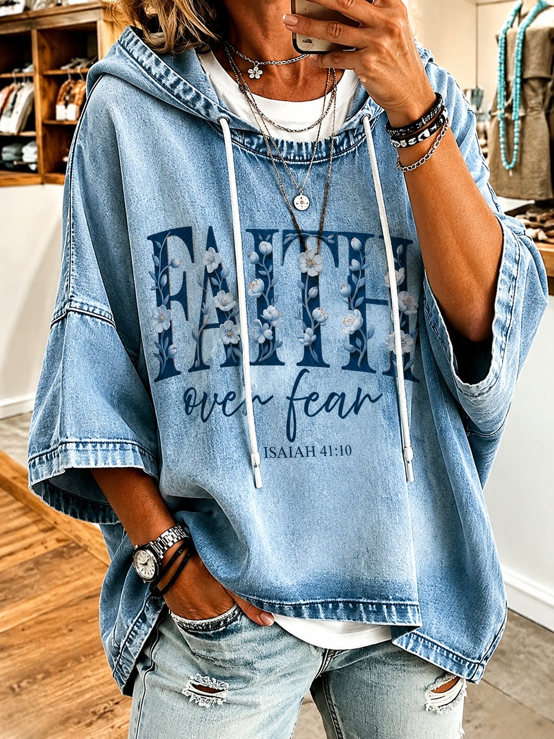 Women's "Faith" Print Casual Top
