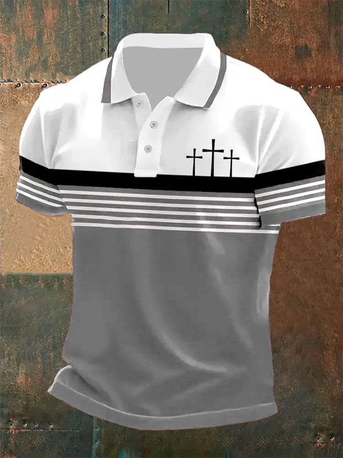 Men's Retro Faith Casual Printed Polo Shirt