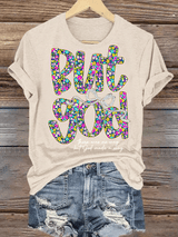 Women's  bnt god Print Round Neck T-shirt