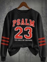 Women's Fall Christian Psalm 23 Mostly My Ranch Christian Print Casual Crew Neck Sweatshirt