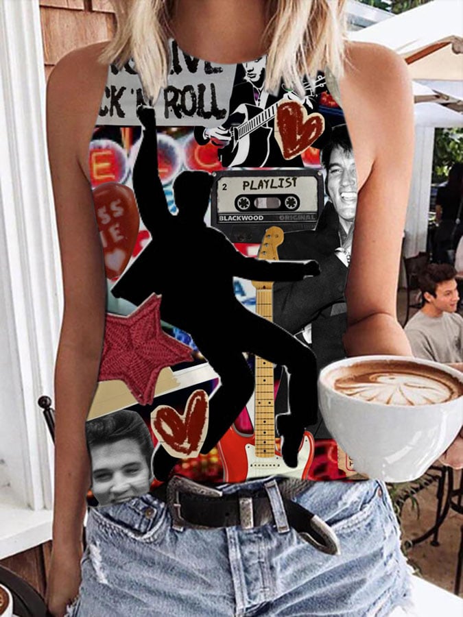 Women's  Fashion Music Print Tank Top