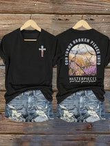 Women's  God Turns Broken Pieces Into Masterpieces Christian Tops Comfort Colors T-Shirt