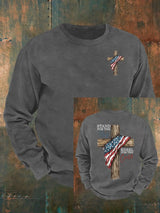 Men's Stand For The Flag Kneel For The Cross Printed Casual  Sweatshirt