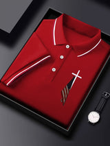 Men's  Flag Cross Print Polo Shirt
