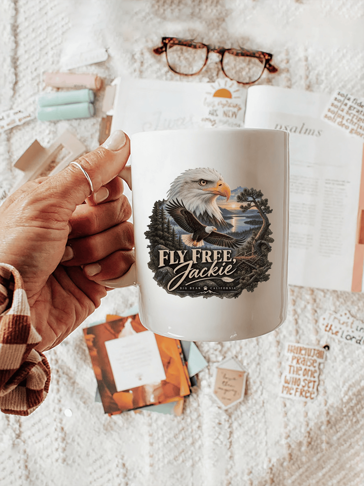 Retro Fly Free, Jackie Big Bear California Print  Mug