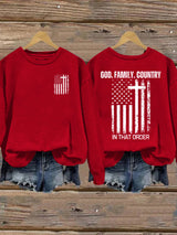 Women's God Family Country In That Order Printed Sweatshirt
