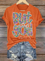 Women's  bnt god Print Round Neck T-shirt