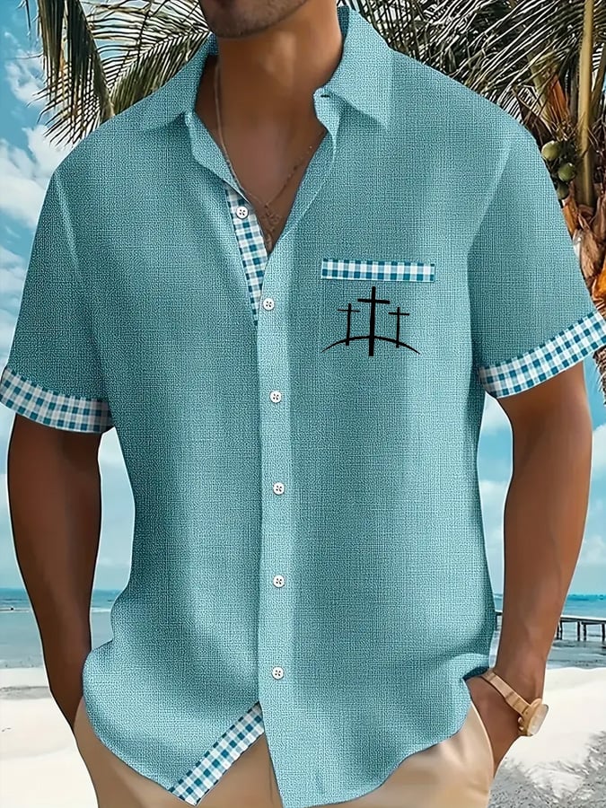Men's Faith Cross Printed Casual Shirt