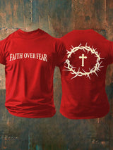 Men's Faith Over Fear Printed Casual T-Shirt