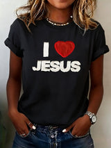 Women'S Casual Faith-Print Short-Sleeve T-Shirt