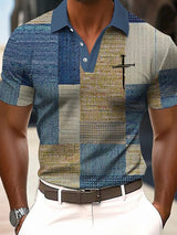 Men's Casual Faith Retro Texture Color Matching Polo
