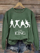 Women's Vintage The King Printed Round Neck Sweatshirt