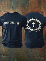 Men's Faith Over Fear Printed Casual T-Shirt
